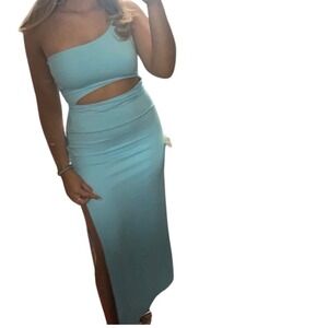 Susana Monaco Cutout Dress Bodycon‎ Sleeveless leg slit prom Dress Blue S
